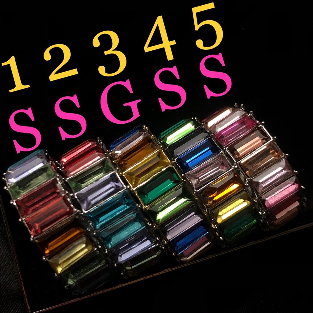 Bauble Bar Stackable Rainbow Crystal Rings 7/8 - Picture 4 of 4